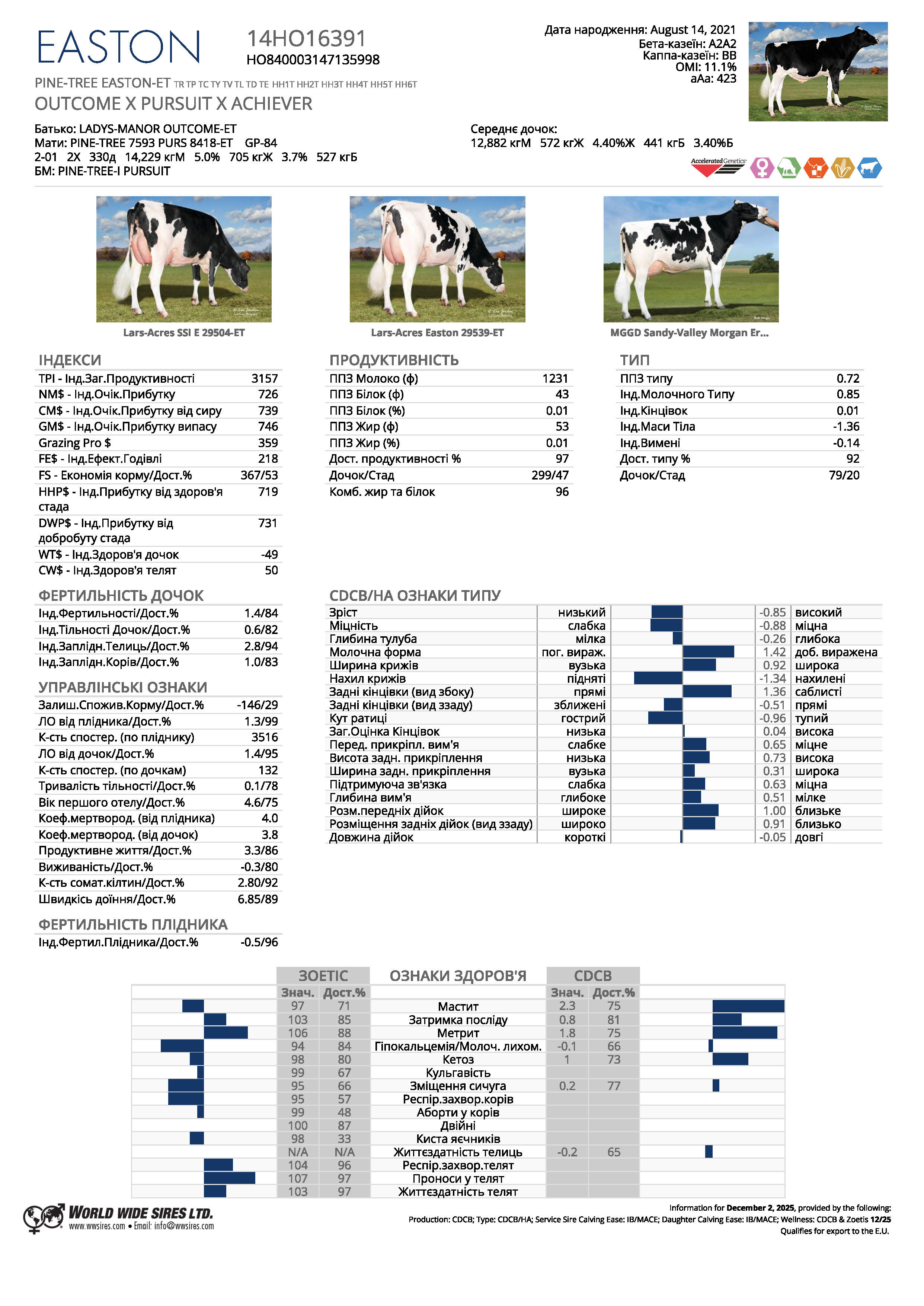 спермопродукція бугай EASTON