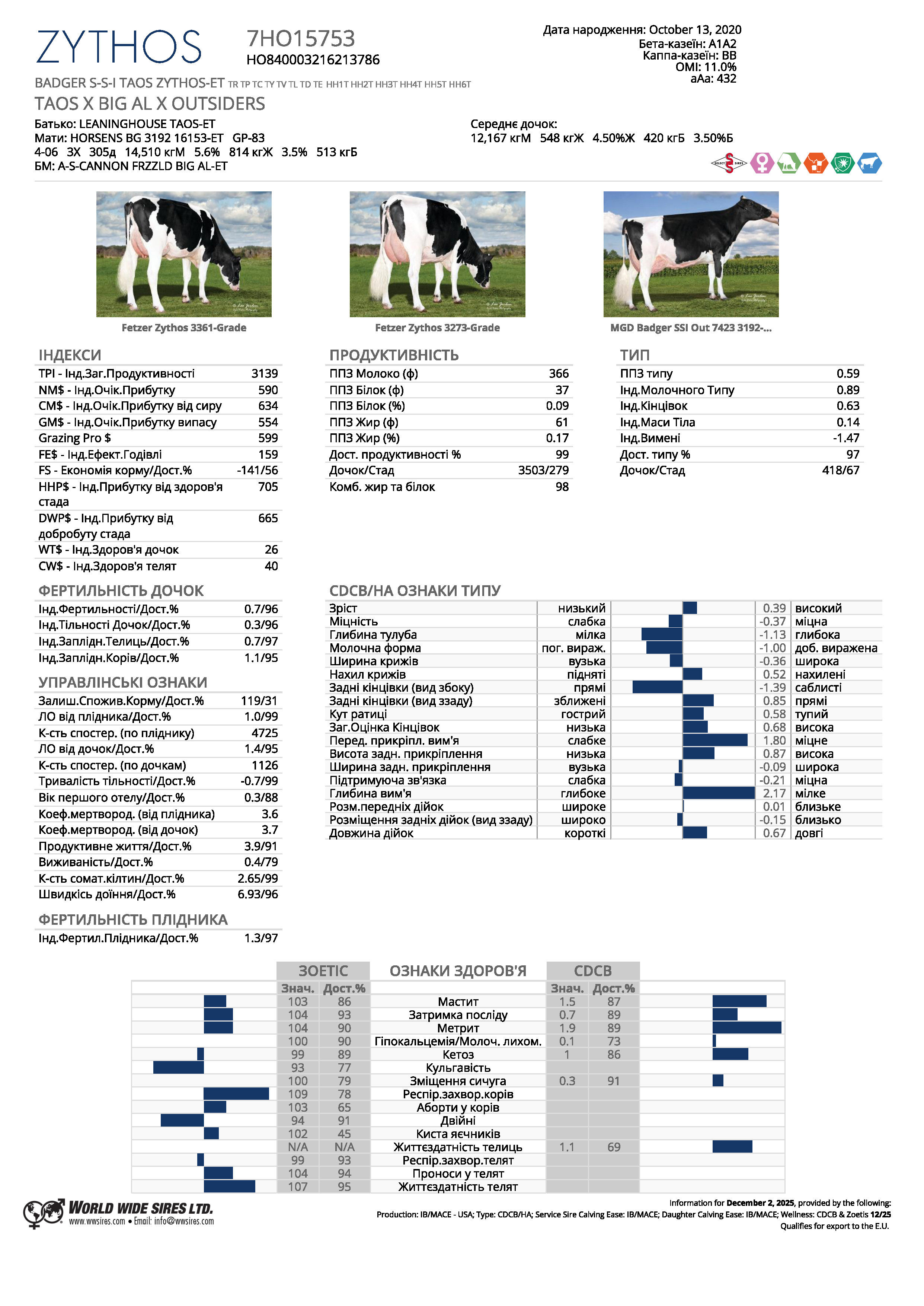 бугай ZYTHOS голштин