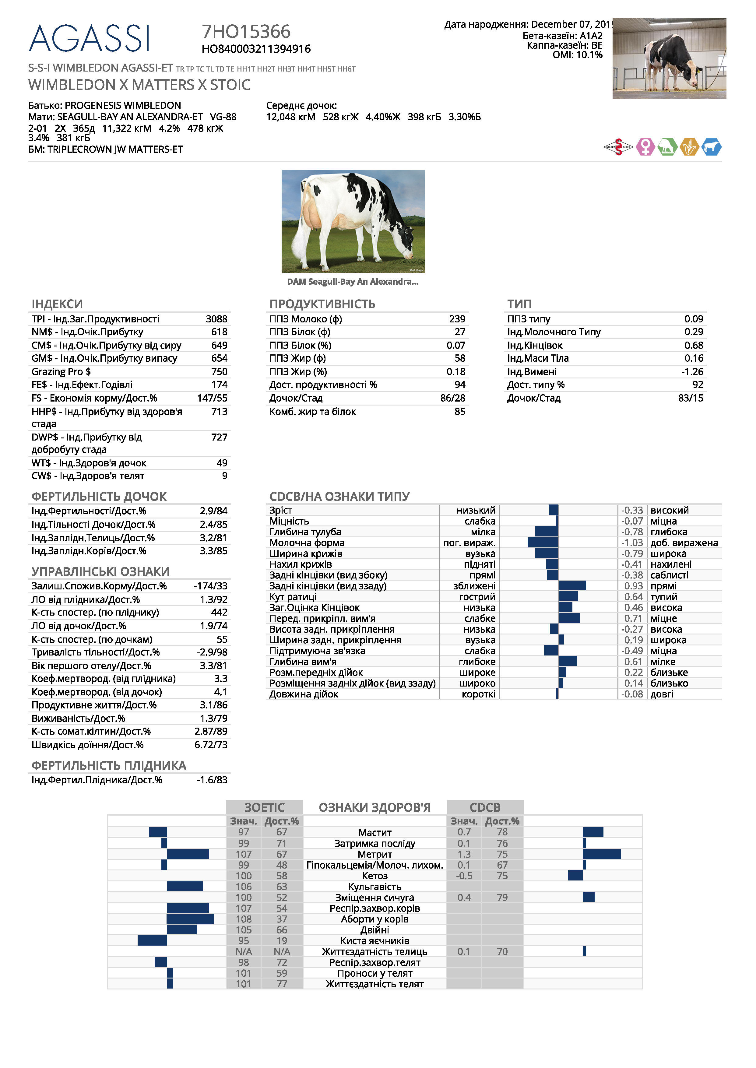 спермопродукція бугай AGASSI голштин