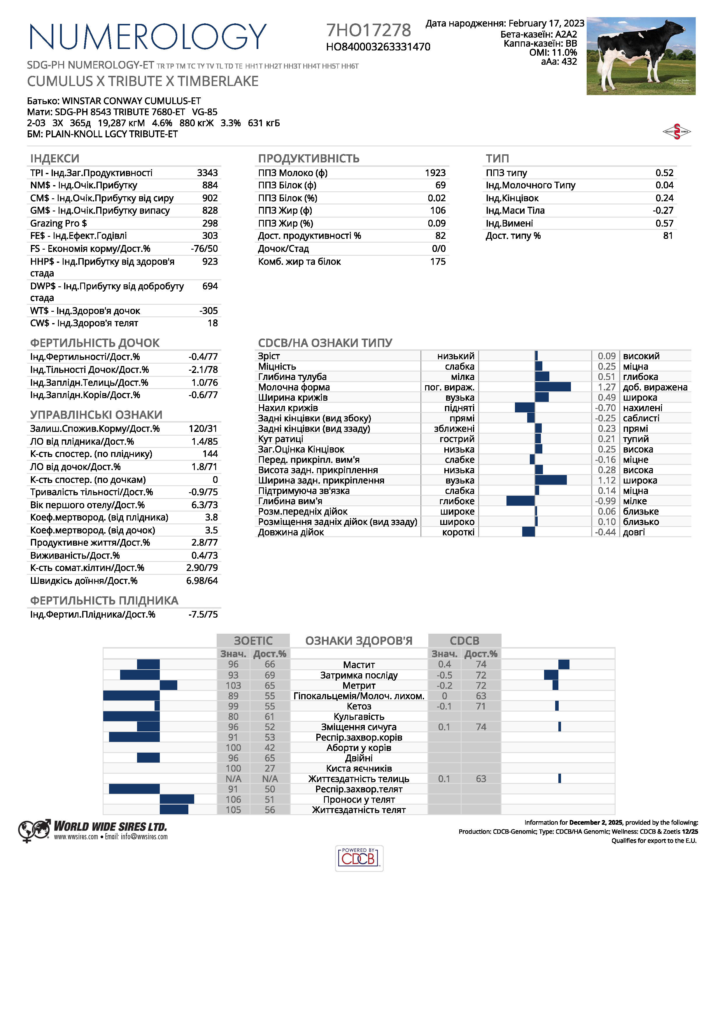 спермопродукція бугай NUMEROLOGY голштин