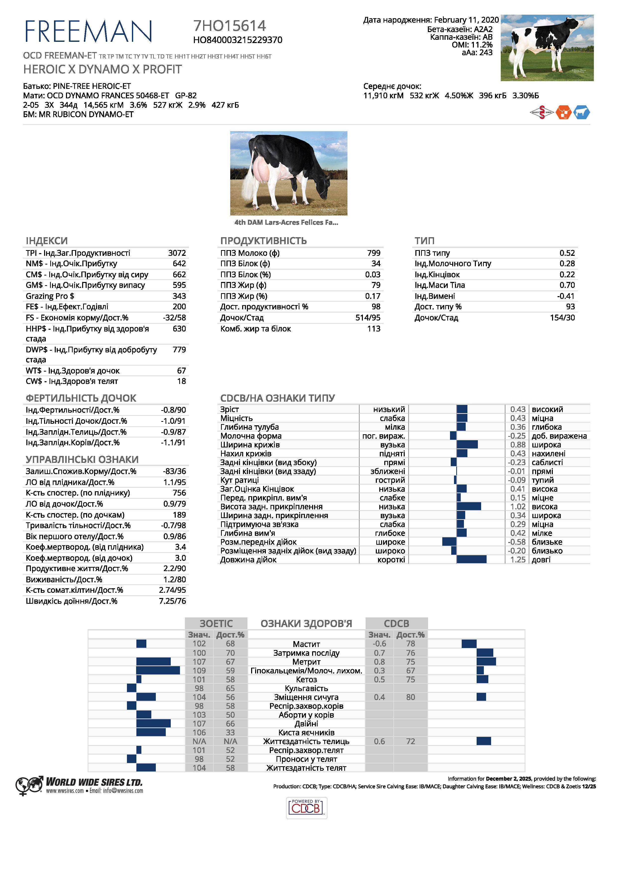 спермопродукція бугай FREEMAN голштин