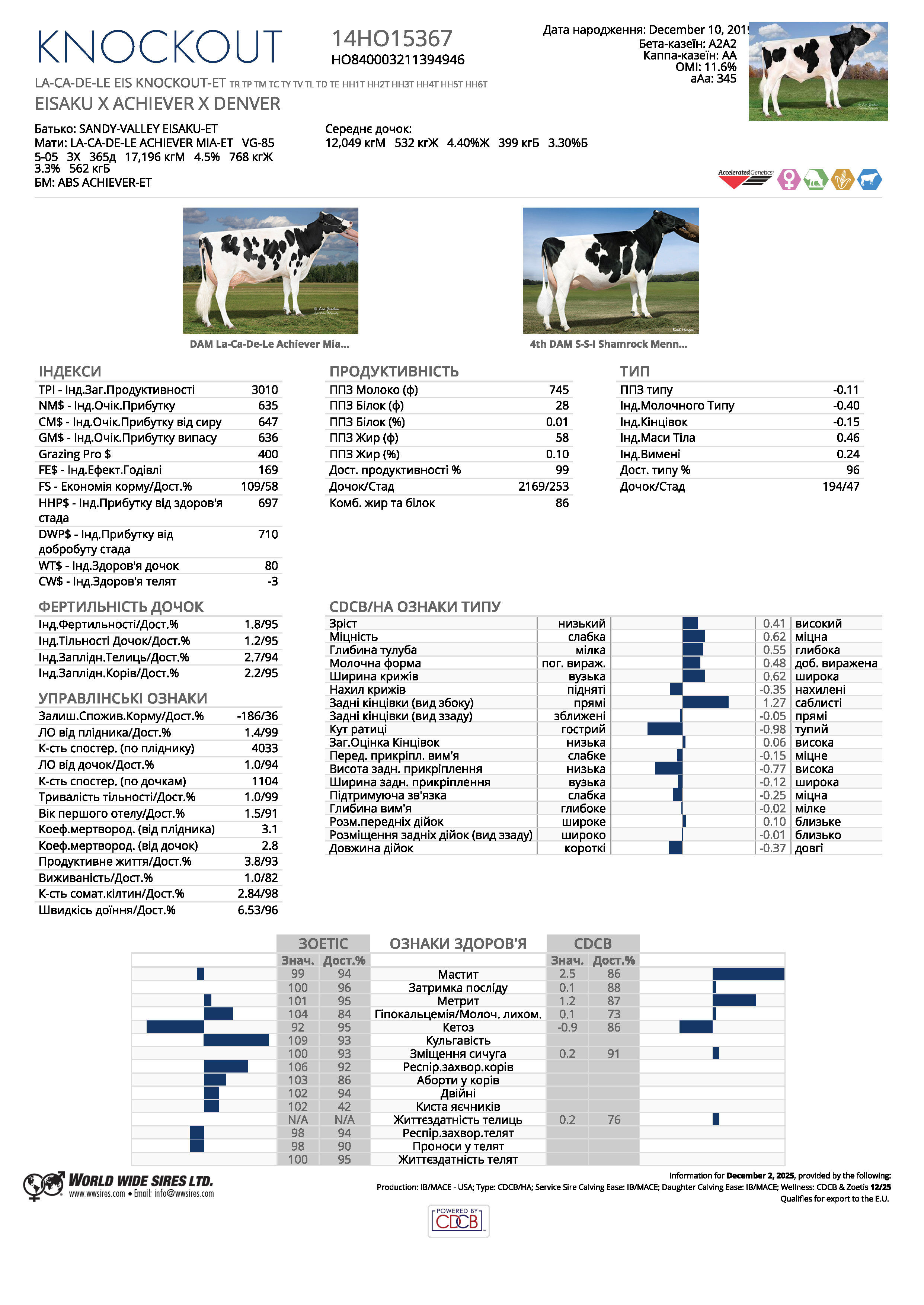 спермопродукція бугай KNOCKOUT голштин