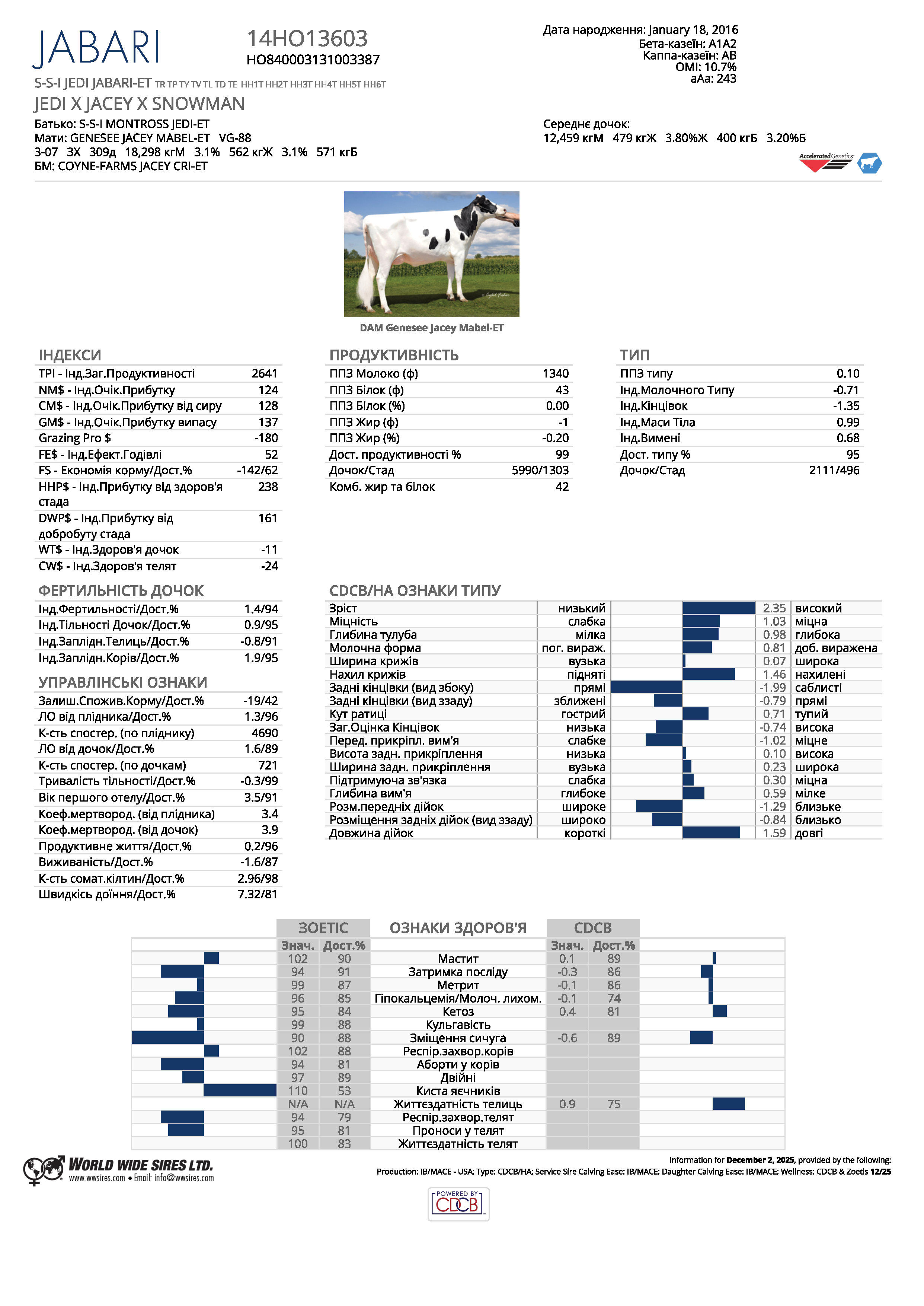 спермопродукція бугай JABARI голштин