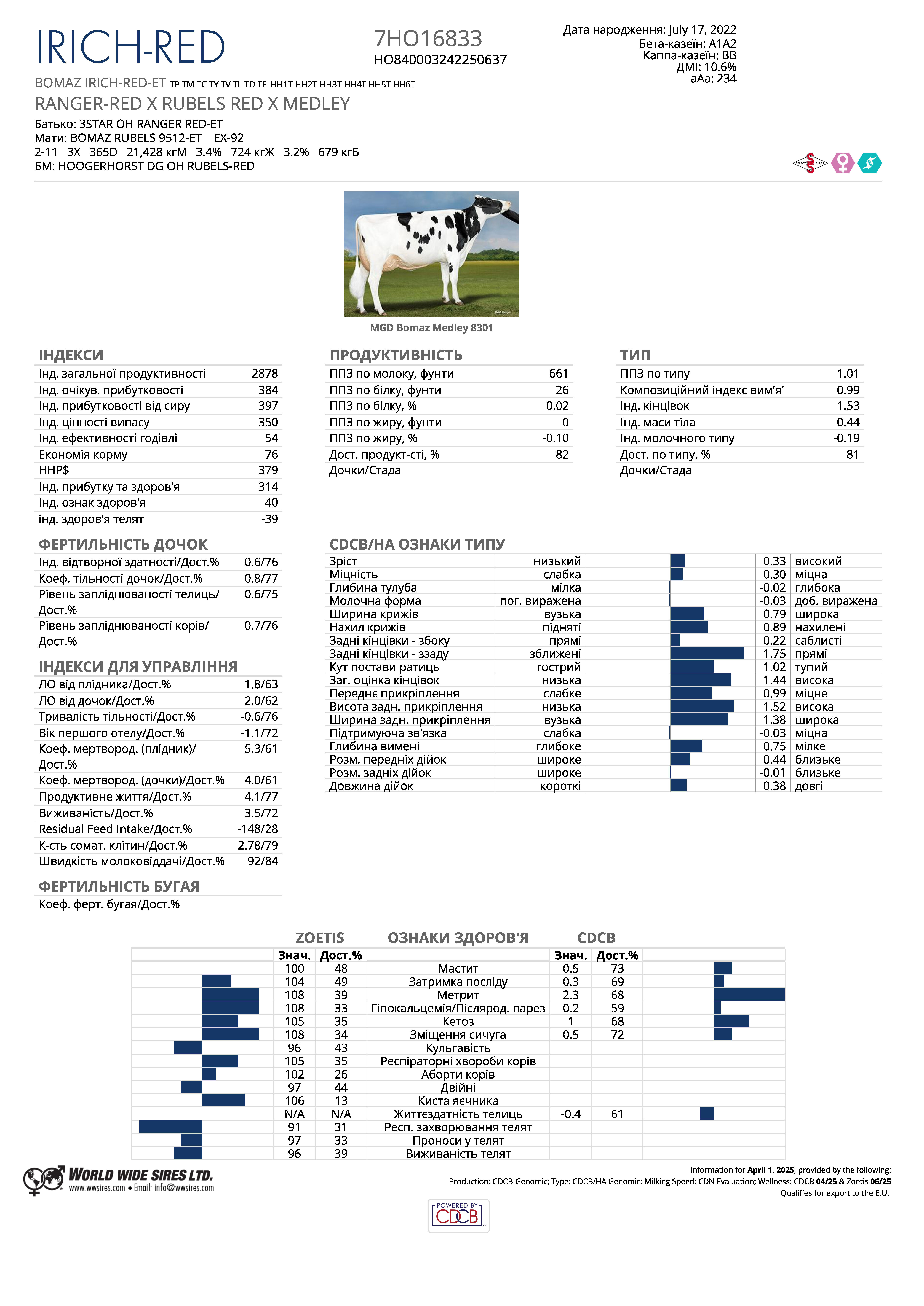 спермопродукція бугай Іріч Ред голштин червоно-рябий