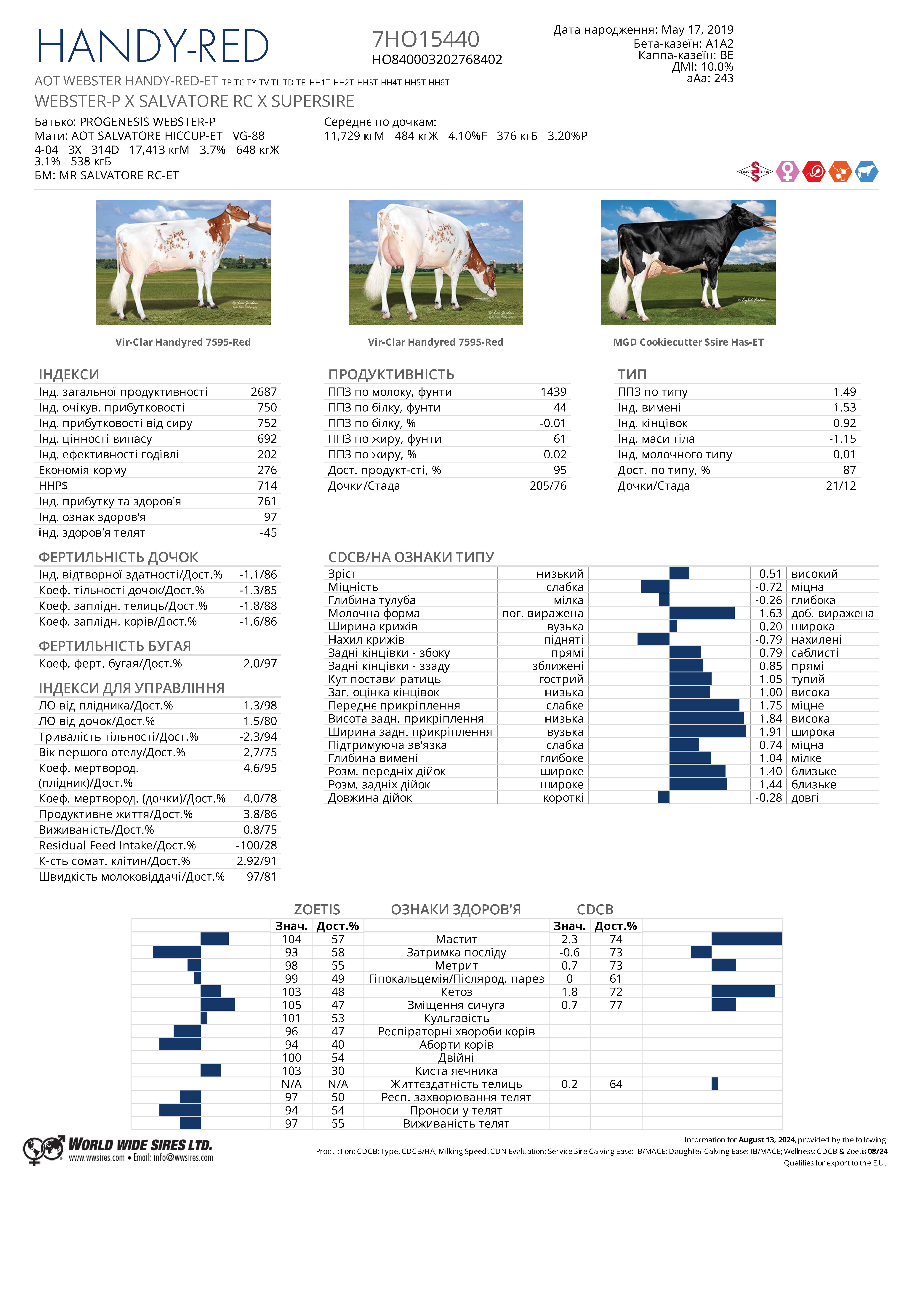 спермопродукція бугай Ханді Ред голштин червоно-рябий