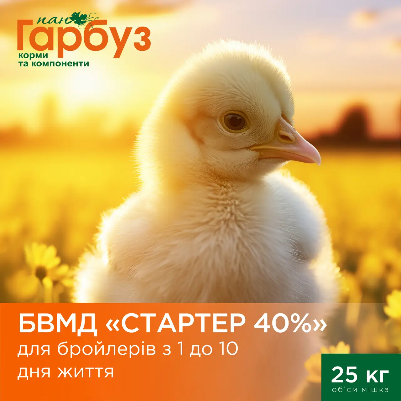 БВМД «СТАРТЕР 40%» для курчат-бройлерів (1-10 днів), 25 кг — для швидкого старту та здорового росту